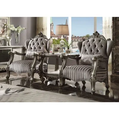 Acme Versailles End Table In Antique Platinum