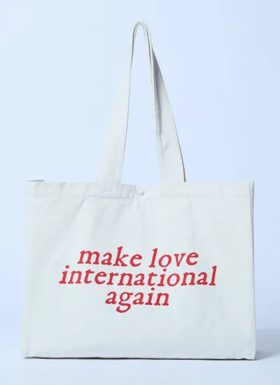 Acmh X Love International Logo Motif Tote Bag In Sand