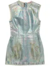 Acne Studios Distressed Foiled Denim Mini Dress