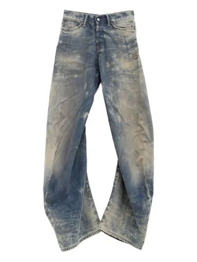 Acne Studios Womens Mid Blue Barrel-leg Goldmine Denim Jeans In Multi