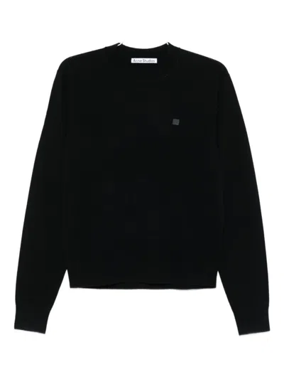 Acne Studios Long Sleeve Crew Neck Knit Sweater In Black