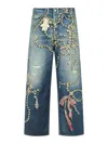Acne Studios Mens Mid Blue 1981 Graphic-print Loose-fit Denim Jeans In Blue