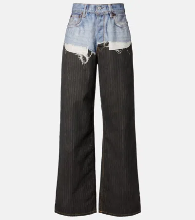 Acne Studios 1981 Chalk Stripe Wide-leg Jeans In Black