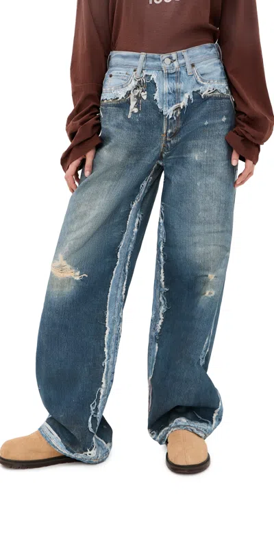 Acne Studios Trompe L Oeil Jeans Mid Rise Trousers In Blue