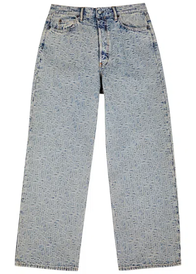 Acne Studios 1981 Logo-jacquard Wide-leg Jeans In Blue