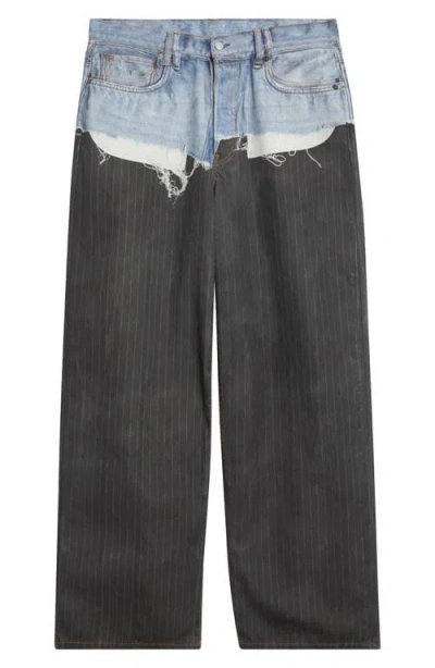 Acne Studios Trompe L Oeil Jeans Pinstripe Trousers In Brown