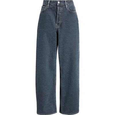 Acne Studios 1981 Monogram Jacquard Baggy Wide Leg Jeans In Blue/black