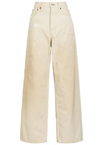 Acne Studios 1981 Paint-effect Wide-leg Jeans In Neutral