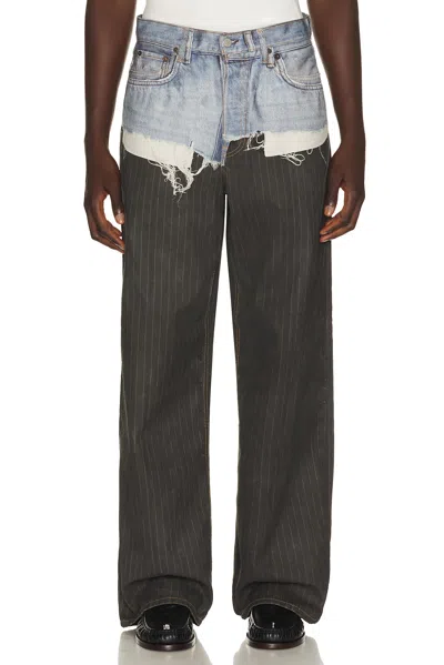 Acne Studios Trompe L Oeil Jeans Pinstripe Trousers In Brown