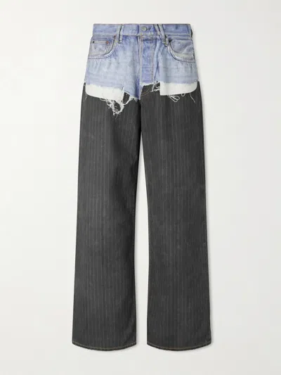 Acne Studios Trompe L Oeil Jeans Pinstripe Trousers In Brown