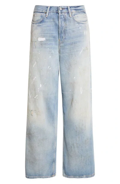 Acne Studios 1981 Trafalgar Distressed Organic Cotton & Lyocell Denim Wide Leg Jeans In Blue