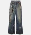 Acne Studios Keychain-print Wide-leg Jeans In Blue