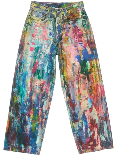 Acne Studios 1981f Printed Low-rise Wide-leg Jeans In Multi