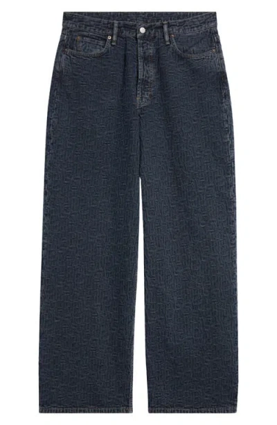 Acne Studios 1981m Monogram Baggy Jeans In Blue/ Black