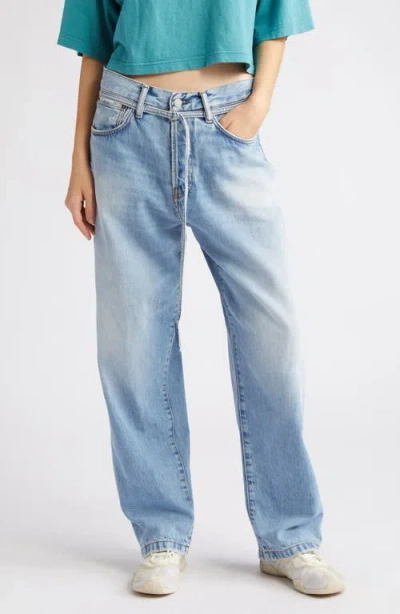 Acne Studios 1991 Toj Distressed High Waist Loose Fit Jeans In Blue