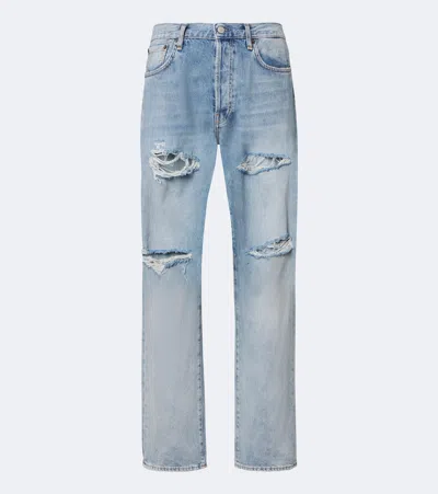 Acne Studios 1996 Distressed Straight Jeans In Blue