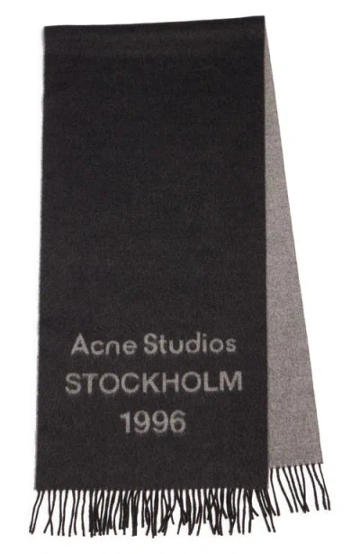 Acne Studios 1996 Logo Jacquard Double Face Wool Fringe Scarf In Multi