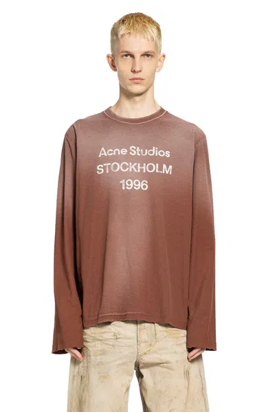 Acne Studios 1996 Logo Long Sleeve T-shirt In Brown