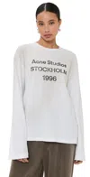 Acne Studios Womens Dusty White Edden 1996 Logo Cotton-blend T-shirt