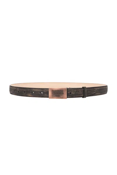 Acne Studios 1996 Plaque Belt In Dark Brown & Beige