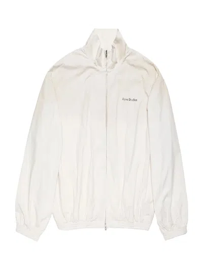 Acne Studios Lightweight Zip-up Jacket With Stand Collar In White