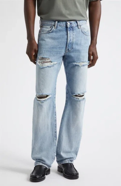 Acne Studios 1996m Regular Fit Ripped Straight Leg Jeans In Blue