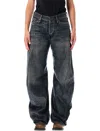 Acne Studios Glossy Trousers With Belt Loops And Stitching In Black