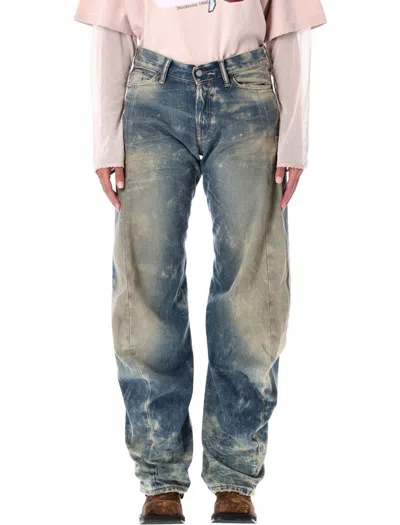 Acne Studios Womens Mid Blue Barrel-leg Goldmine Denim Jeans In Multi