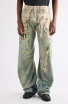 Acne Studios Distressed Printed Barrel-leg Jeans In Multi