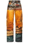 Acne Studios 2006m Stacked Belts Trompe L'oeil Denim Jean In Rust Orange