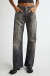 Acne Studios 2021 Black Trafa Paint Splatter Loose Fit Wide Leg Jeans In Black