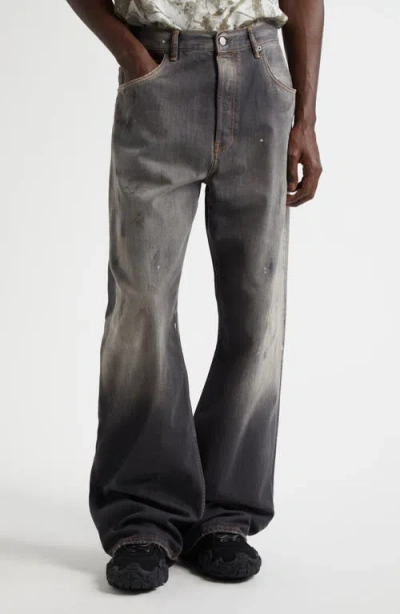 Acne Studios 2021 Black Trafa Paint Splatter Loose Fit Wide Leg Jeans