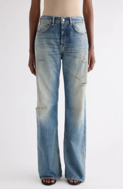Acne Studios 2021 Daybreak Distressed Wige Leg Jeans In Blue