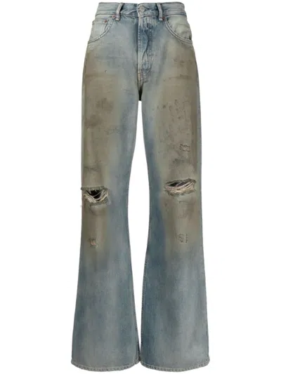 Acne Studios Ripped-detailing Wide-leg Jeans In Blue