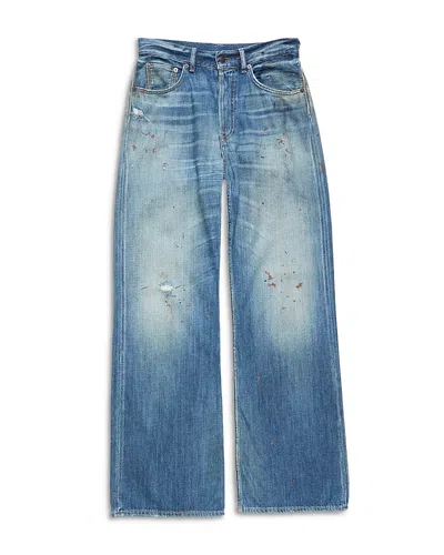 Acne Studios 2021f Mid Rise Wide Leg Jeans In Mid Blue
