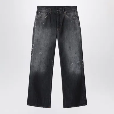 Acne Studios 2021m Black Faded Jeans With Paint Splatters In Multi