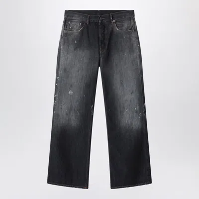 Acne Studios Straight-leg Distressed Paint-splattered Jeans In Gray