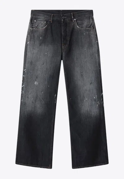 Acne Studios 2021m Paint Splatters Straight-leg Jeans In Gray