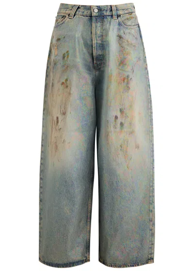 Acne Studios 2023 Coated Wide-leg Jeans In Blue