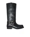 Acne Studios Leather Buckle Boots In Gray
