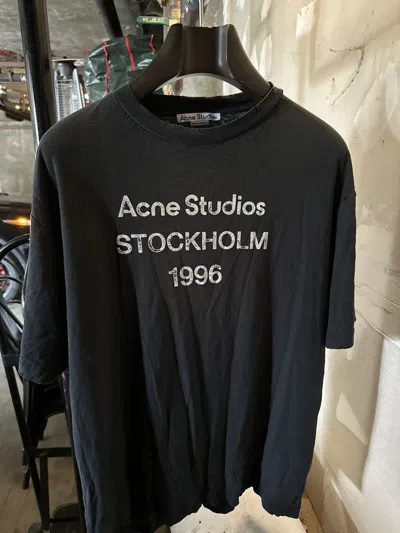 Pre-owned Acne Studios “310$”  Faded Black Logo Tee In Navy