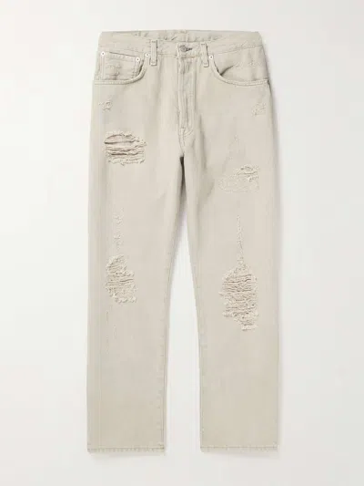 Pre-owned Acne Studios $325 - 32/34 - 2003 Straight-leg Distressed Jeans In Gray