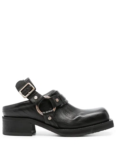 Acne Studios 40mm Square-toe Leather Mules In Black