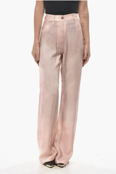 Acne Studios 5-pocket Cupro Pants With Belt Loops In Pink