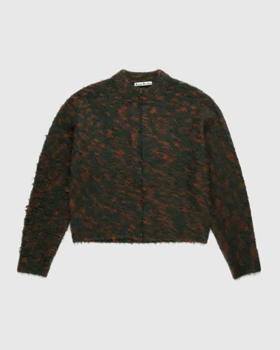 Pre-owned Acne Studios $660  Brushed Jacquard Knit Zip Cardigan In Multi