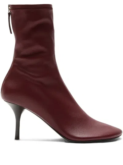 Acne Studios 75mm Zip Leather Boots In Burgundy