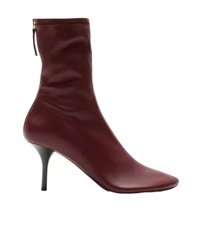 Acne Studios 75mm Zip Leather Boots In Burgundy