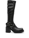 Acne Studios Leather Platform Knee-high Boots In Black