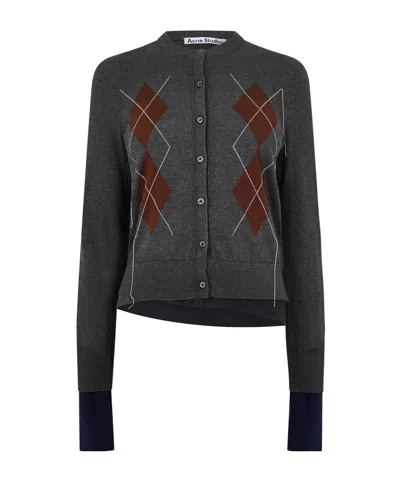 Acne Studios A Simple Diamond-shaped Cardigan In Gray