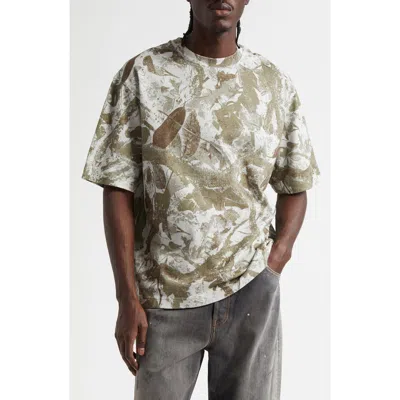 Acne Studios Abstract Camo Organic Cotton T-shirt In Green